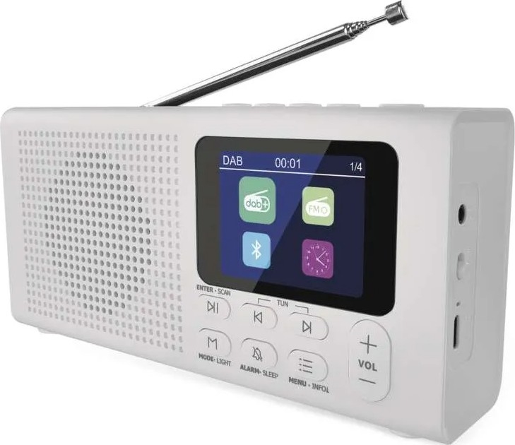 Rádio DAB DAB+ FM 3W/5V/4xAA bílá