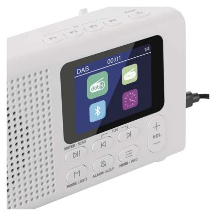 Rádio DAB DAB+ FM 3W/5V/4xAA bílá