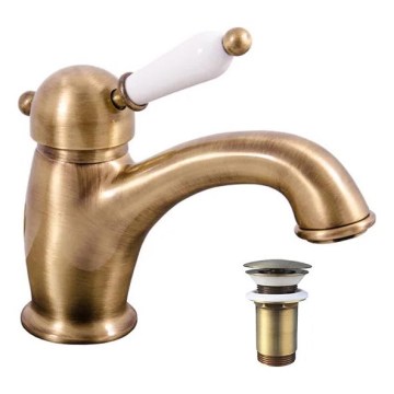 RAV Slezák L527.0SM - Umyvadlová baterie + výpusť LABE RETRO 15 cm stará mosaz