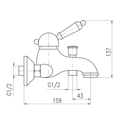 RAV Slezák L554.5CMAT - Vanová baterie LABE RETRO 13,7 cm matná černá