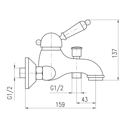 RAV Slezák L554.5SM - Vanová baterie LABE RETRO 13,7 cm stará mosaz