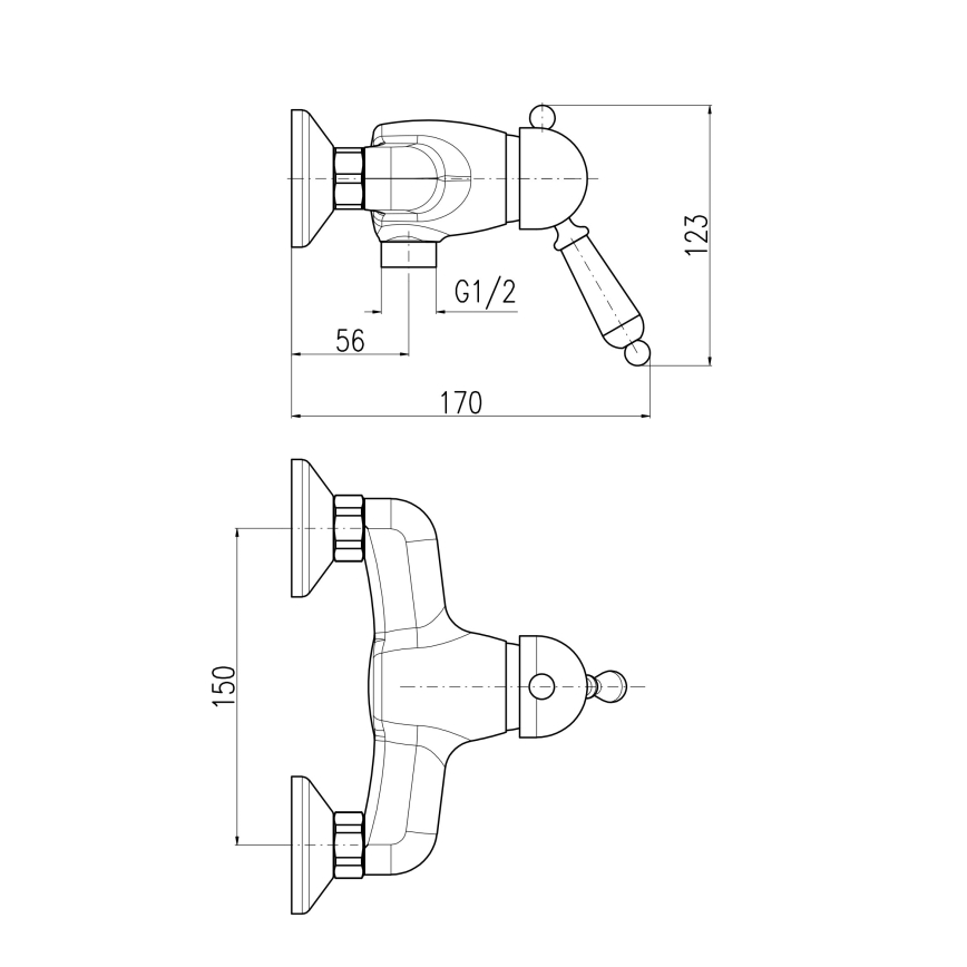 RAV Slezák L581.5SM - Sprchová baterie LABE RETRO 12,3 cm stará mosaz