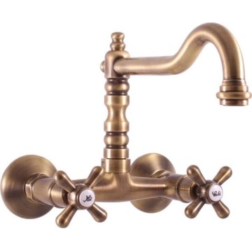 RAV Slezák MK102.5/28SM - Umyvadlová/dřezová baterie MORAVA RETRO 16,8 cm stará mosaz