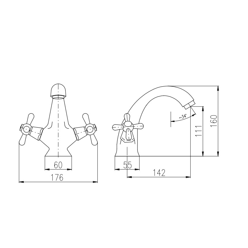 RAV Slezák MK128.0CMATSM - Umyvadlová baterie MORAVA RETRO 16 cm černá/mosaz