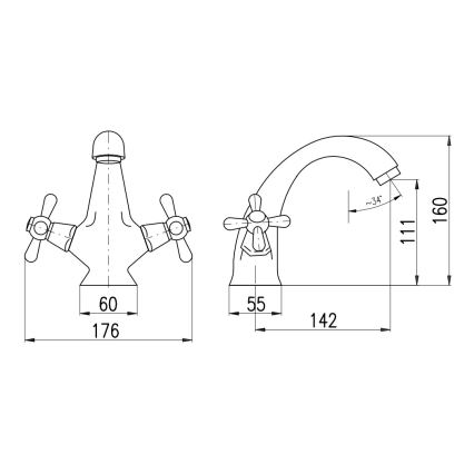 RAV Slezák MK128.0SM - Umyvadlová baterie MORAVA RETRO 16 cm stará mosaz