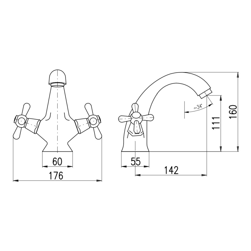 RAV Slezák MK128.0SM - Umyvadlová baterie MORAVA RETRO 16 cm stará mosaz