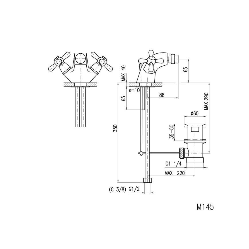 RAV Slezák MK145.0 - Bidetová baterie + výpusť MORAVA 6,5 cm lesklý chrom