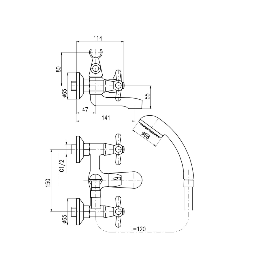 RAV Slezák MK154.5/1 - Vanová sada s baterií MORAVA lesklý chrom