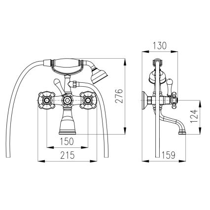 RAV Slezák MK159.5/2CMATSM - Vanová sada s baterií MORAVA RETRO černá/mosaz