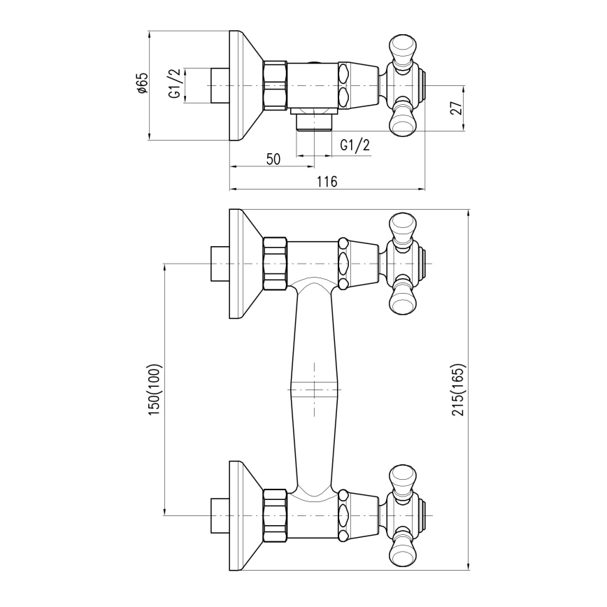RAV Slezák MK180.5/2CMATSM - Sprchová sada s baterií MORAVA RETRO černá/mosaz