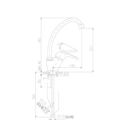 RAV Slezák SA006.0/1 - Dřezová baterie SAZAVA 26,1 cm lesklý chrom