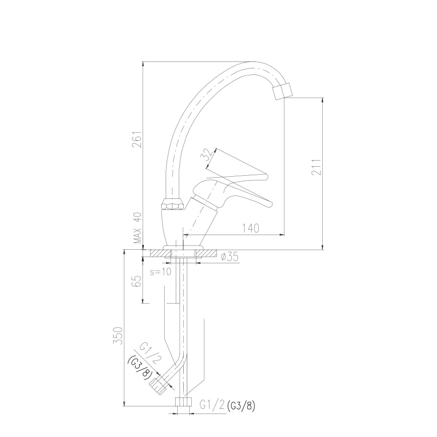 RAV Slezák SA006.0/1 - Dřezová baterie SAZAVA 26,1 cm lesklý chrom