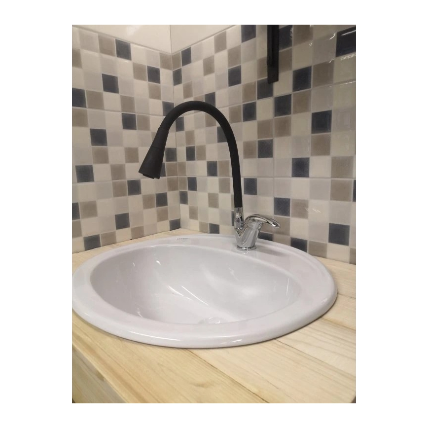 RAV Slezák SA006.0/13 - Dřezová baterie s flexibilním ramínkem SAZAVA 35,6 cm černá/lesklý chrom