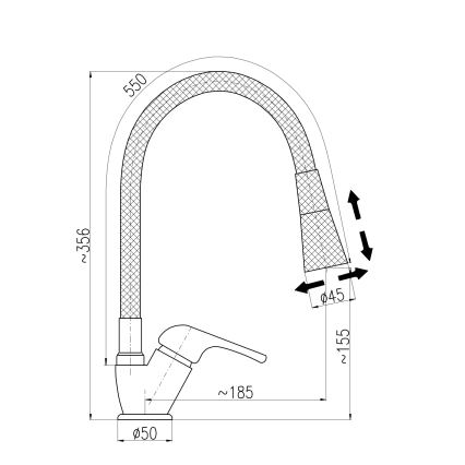 RAV Slezák SA006.0/13CB - Dřezová baterie s flexibilním ramínkem SAZAVA 35,6 cm bílá/lesklý chrom