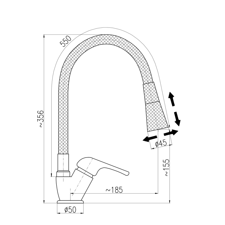 RAV Slezák SA006.0/13CB - Dřezová baterie s flexibilním ramínkem SAZAVA 35,6 cm bílá/lesklý chrom