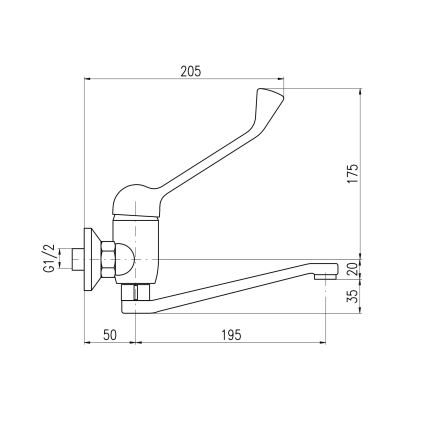 RAV Slezák SA601.5/26 - Umyvadlová baterie s lékařskou pákou SAZAVA 23 cm lesklý chrom