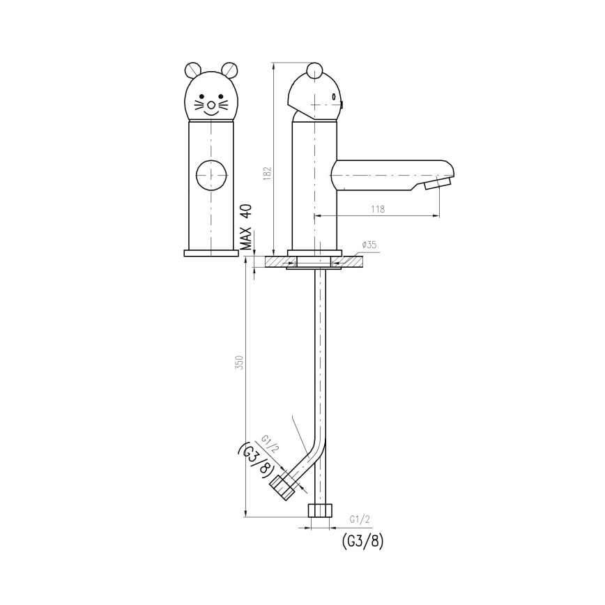 RAV Slezák SE326.0 - Umyvadlová baterie JUNIOR 18,2 cm červená/modrá