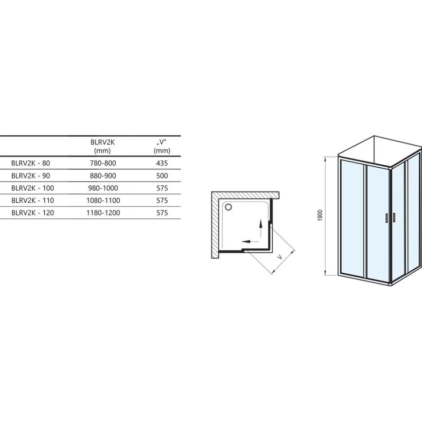 Ravak 1XV70C00Z1 - Sprchový kout BLIX 90x90 cm bílá