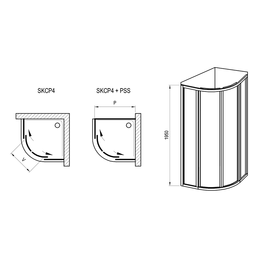 Ravak 3114O10211 - Sprchový kout čtyřdílný čtvrtkruhový SUPERNOVA 80x80 cm bílá