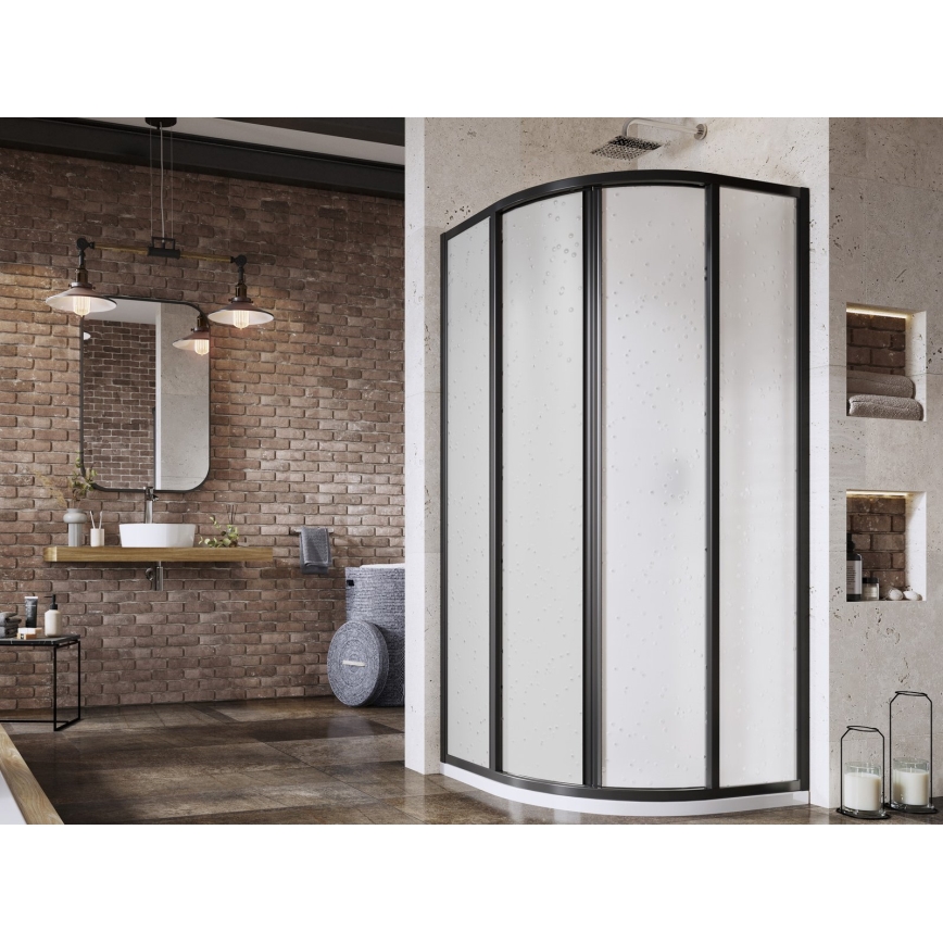 Ravak 3114O30211 - Sprchový kout čtyřdílný čtvrtkruhový SUPERNOVA 80x80 cm černá