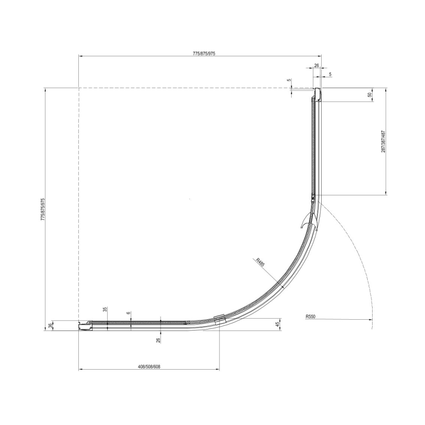 Ravak 37677U00Z1 - Sprchový kout třídílný čtvrtkruhový PIVOT 90x90 cm satin