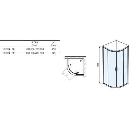 Ravak 3B240C00Z1B - Sprchový kout čtyřdílný čtvrtkruhový BLIX 80x80 cm lesklý chrom