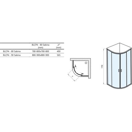 Ravak 3B240U40ZG - Sprchový kout čtyřdílný čtvrtkruhový BLIX 80x80 cm satin
