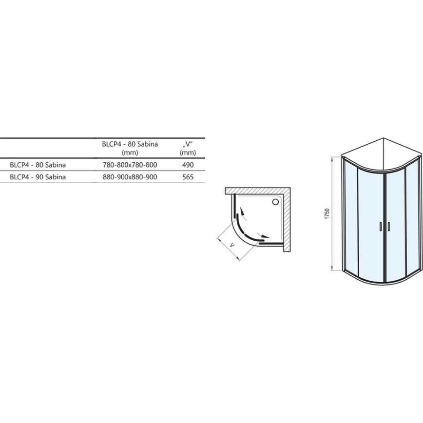 Ravak 3B240U40ZG - Sprchový kout čtyřdílný čtvrtkruhový BLIX 80x80 cm satin