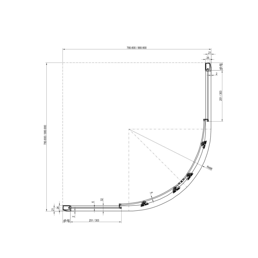 Ravak 3B270100Z1 - Sprchový kout čtyřdílný čtvrtkruhový BLIX 90x90 cm bílá