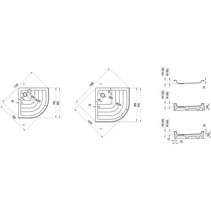 Ravak A204001120 - Sprchová vanička čtvrtkruhová RONDA 80x80 cm bílá