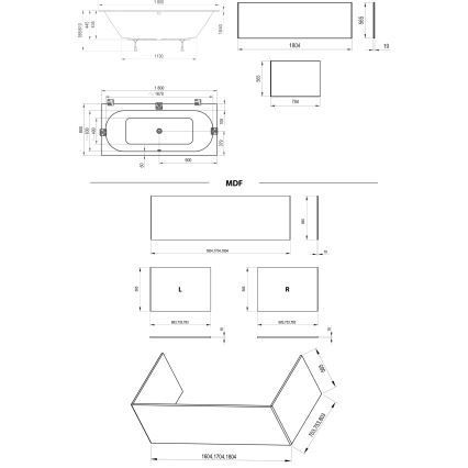 Ravak C921300000 - Vana CITY SLIM 180x80 cm akrylát/bílá