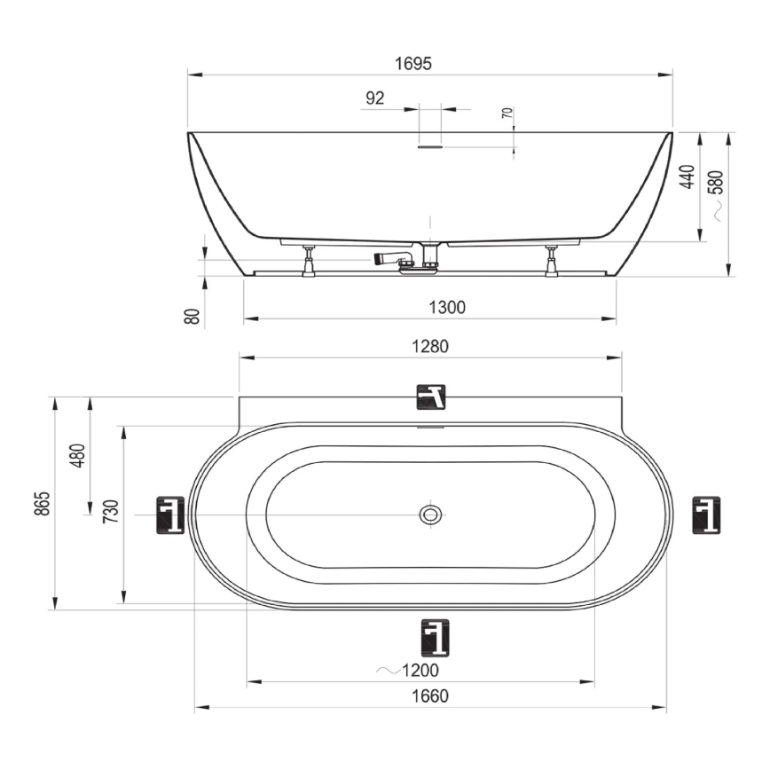 Ravak CC71A00000 - Vana FREEDOM 170x87 cm akrylát/lesklá bílá