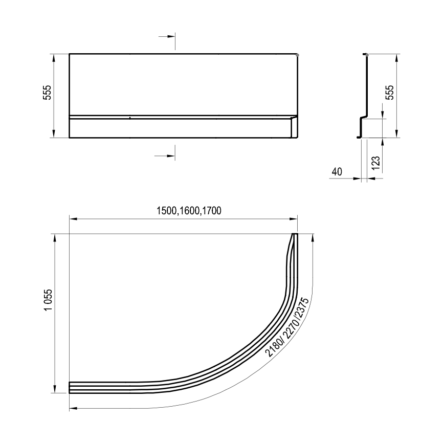 Ravak CZ41200AN0 - Panel k vaně ROSA 170 cm akrylát/bílá