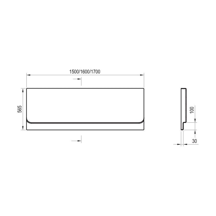 Ravak CZ73100A00 - Čelní panel k vaně CHROME 160 cm akrylát/bílá