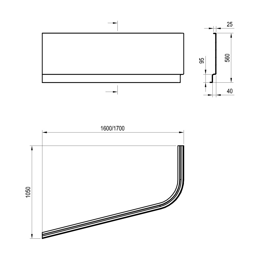 Ravak CZA4100A00 - Panel k vaně CHROME 170x105 cm akrylát/bílá