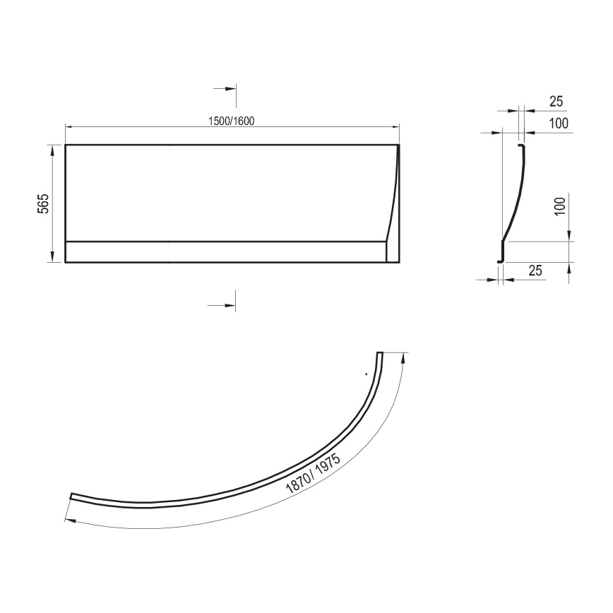 Ravak CZT1000A00 - Panel k vaně AVOCADO 150 cm akrylát/bílá