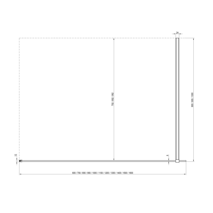 Ravak GW9WA030SZ1 - Sprchový kout WALK-IN 100x200 cm černá