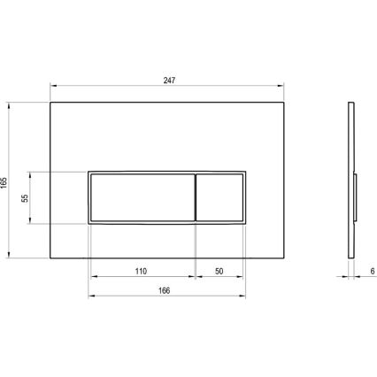 Ravak X01744 - Splachovací tlačítko UNI SLIM 24,7x16,5 cm černá