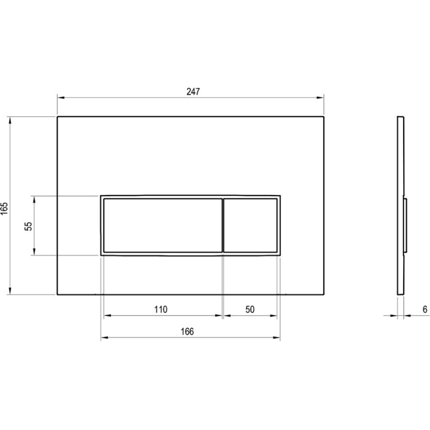 Ravak X01744 - Splachovací tlačítko UNI SLIM 24,7x16,5 cm černá