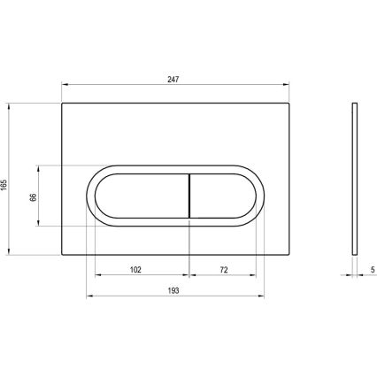 Ravak X01797 - Splachovací tlačítko 24,7x16,5 cm CHROME černá