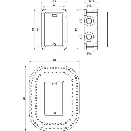 Ravak X070074 - Základní těleso pro podomítkové baterie R-BOX MULTI 18,1x11,6 cm