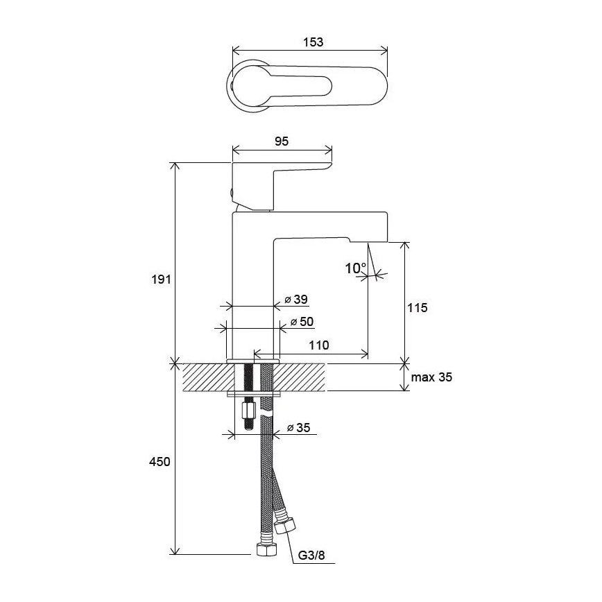 Ravak X070113 - Umyvadlová baterie PURI 19,1 cm lesklý chrom