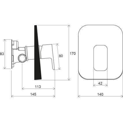 Ravak X070159 - Sprchová baterie pro podomítkovou instalaci FREE černá