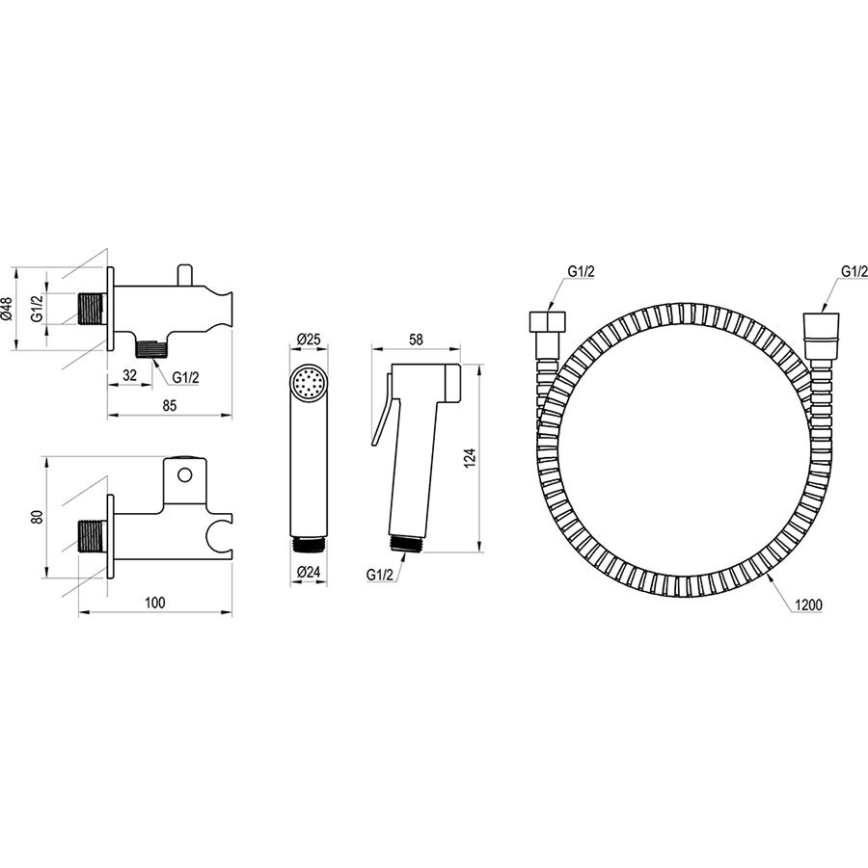 Ravak X070166 - Ruční bidetová sprška pro podomítkovou instalaci lesklý chrom