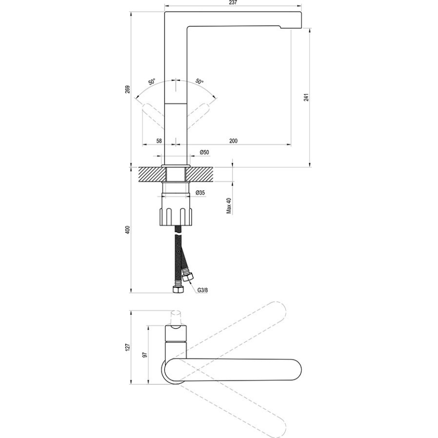 Ravak X070183 - Umyvadlová baterie PURI 26,9 cm černá