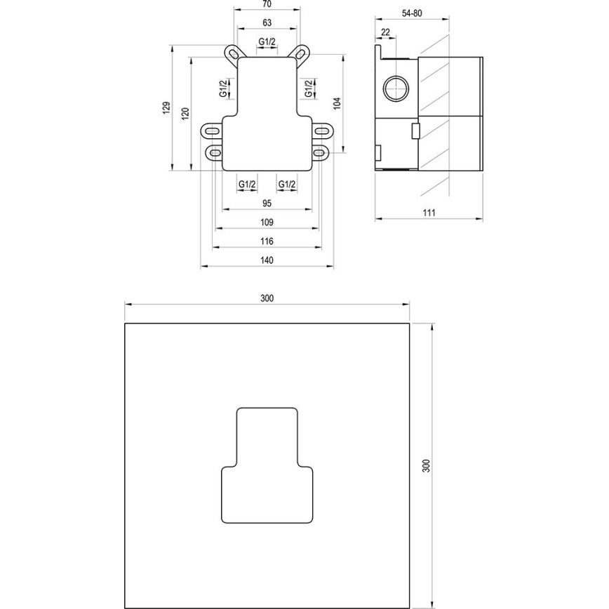 Ravak X070234 - Základní těleso pro podomítkové baterie R-BOX 12,9x14 cm