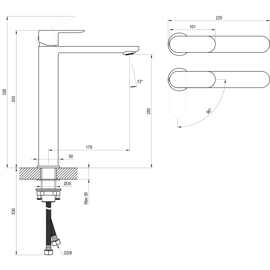 Ravak X070449 - Umyvadlová baterie CHROME 30 cm lesklý chrom