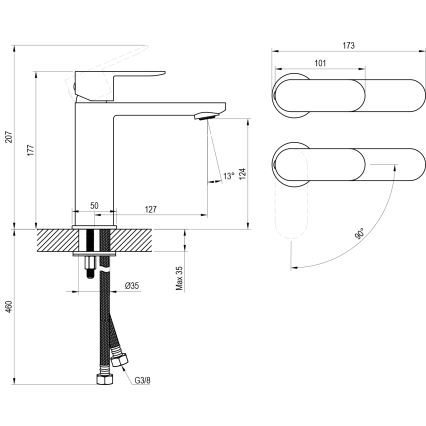 Ravak X070460 - Umyvadlová baterie CHROME 17,7 cm černá
