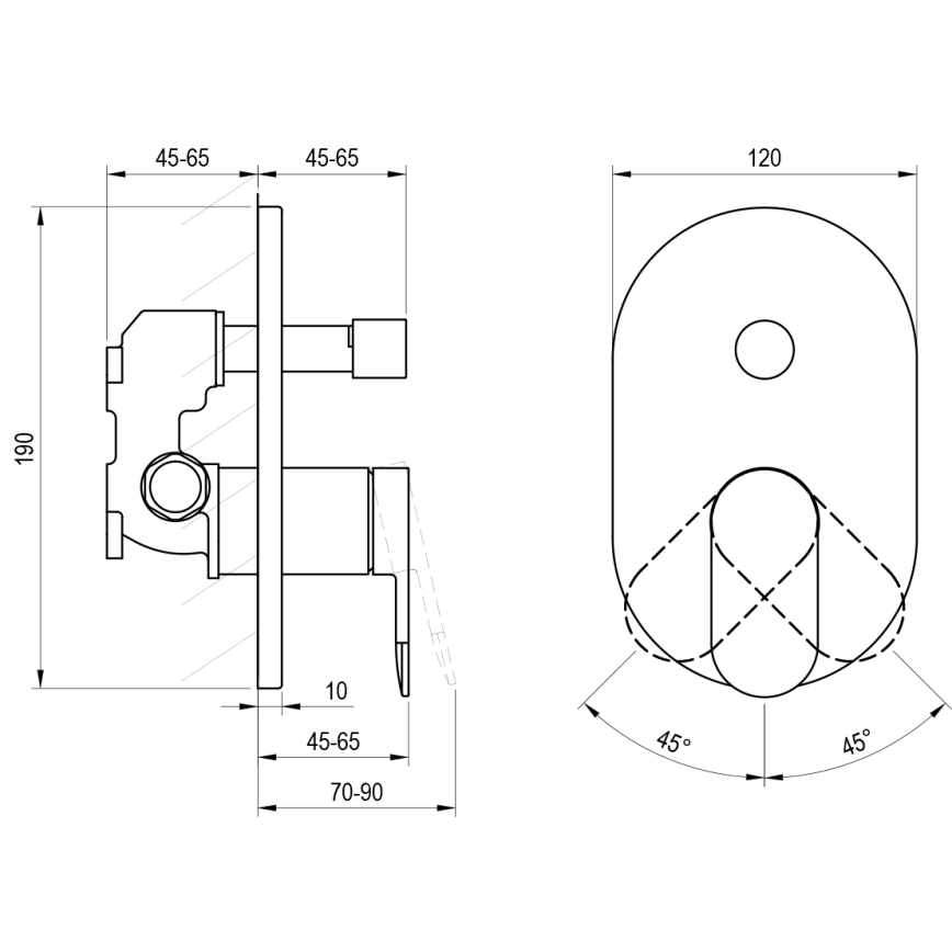 Ravak X070466 - Sprchová baterie pro podomítkovou instalaci CHROME černá