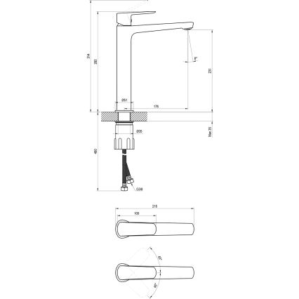 Ravak X070478 - Umyvadlová baterie LIFE 28 cm černá